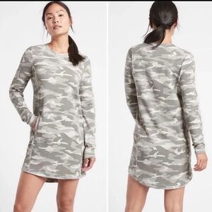 Athleta Balance Lux Sweatshirt Dress Grey Camo XXS